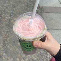 Strawberry cloud matcha with oat milk  at Matchasome in Berlin