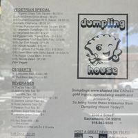 Vegetarian/vegan portion of menu  at Dumpling House in Sacramento