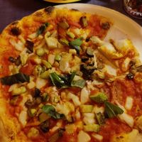 Vegan pizza with veggies and amazing mozaralla at  Al Circo Ristorante Italiano in Gran Canaria