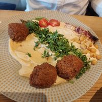 Vegan mixed plate at HuMMus in Riga