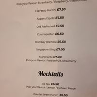 Cocktail menu 2 at Donald Watson's Vegan Bar in Leicester