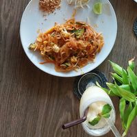 I had an amazing veg pad thai and fresh fruit shake! We loved it!! at Pirates House @ Krabi Town in Krabi