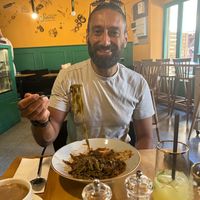 Spinach pasta with tomato sauce at Serart Artisan Pasta in Nicosia