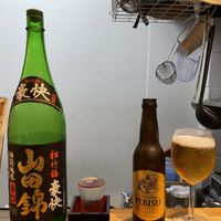 Sake and beer  at Vegan Izakaya NIJIYA 虹屋 in Kyoto