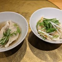 Dashi and soy sauce gyoza at Vegan Izakaya NIJIYA 虹屋 in Kyoto