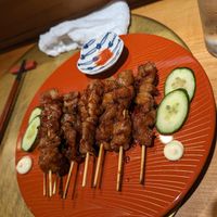 Yakitori (a single order comes with four, this was two orders to share) at Vegan Izakaya NIJIYA 虹屋 in Kyoto