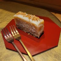 The sake cheesecake wasn't my favorite, but it had a good texture #Veganuary at Vegan Izakaya NIJIYA 虹屋 in Kyoto