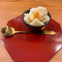 Yuzu sorbet at Vegan Izakaya NIJIYA 虹屋 in Kyoto