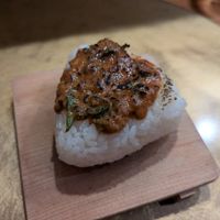 Grilled miso rice ball at Vegan Izakaya NIJIYA 虹屋 in Kyoto