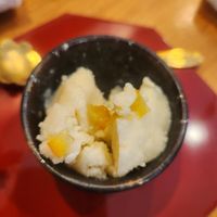 Yuzu sorbet at Vegan Izakaya NIJIYA 虹屋 in Kyoto