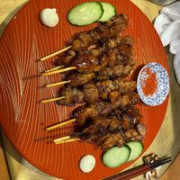 yakitori - incredible! Dip in the spices and it’s 15/10  at Vegan Izakaya NIJIYA 虹屋 in Kyoto
