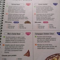 Part of the menu at Bowl Acai Bar in Puerto Ayora