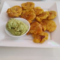 Patacones with guacamole at Bowl Acai Bar in Puerto Ayora