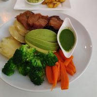 Salad bowl with soy meat at Bowl Acai Bar in Puerto Ayora