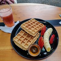 Waffles at Bowl Acai Bar in Puerto Ayora