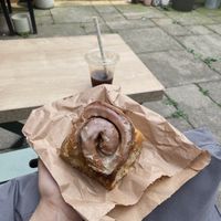 Vegan Bun And Iced Americano   at Northern Rye in Newcastle Upon Tyne