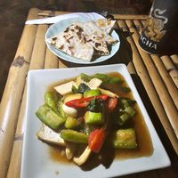 Grilled tofu with peanut sauce and homemade cucumber relish at SweetSoul Lanta in Krabi