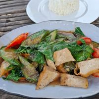 Stir fried eggplant with basil and tofu at SweetSoul Lanta in Krabi