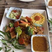 Fried noodles with veggies tempeh and satesauce  at SweetSoul Lanta in Krabi