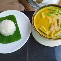 Khmer red curry with tofu and vegetables at SnaDai Café in Phnom Penh