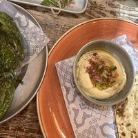 Padron peppers, hummus and flatbreadd  at Megan's in the Village in South West London