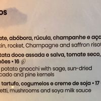 Vegetarian and vegan menu at Terreiro Concept in Funchal