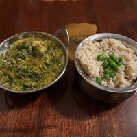 aloo saag (served with short grain brown rice)  at Himalayan Restaurant & Bar in Coos Bay