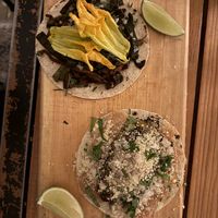 tacos de alambre (arriba) y chile relleno (abajo)  at Herbívora in Oaxaca