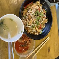 This is the soba noodles, kimchi and miso soup   at Sushi & More in North West London