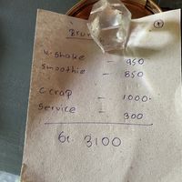 Our bill  at Cappuccino Bistro in Sigiriya