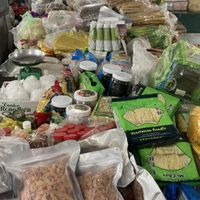 Different types of vegan noodles, coconut creams, dried mushrooms and more!  at Mock Meat Stall in Da Lat