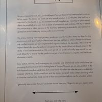 Back of menu   at Trumpet Blossom Cafe in Iowa City