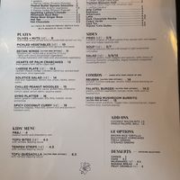 Menu  at Trumpet Blossom Cafe in Iowa City