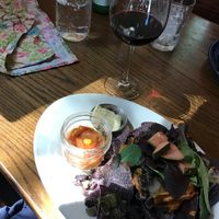 nachos and a cabernet at Trumpet Blossom Cafe in Iowa City