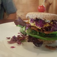 Breakfast sandwich at Trumpet Blossom Cafe in Iowa City