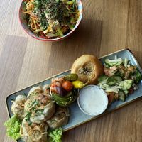 Noodles and fried plate   at Dervish in Berlin