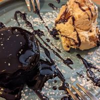 Brownie with ice cream at Dervish in Berlin