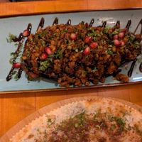 Badimjan (roasted aubergine with mince) at Dervish in Berlin