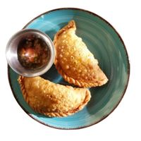 Empanadas with pico de gallo at Madeline's Empanaderia in New Haven