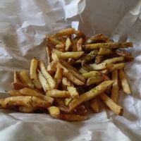 Skin-on fries 🤤 at Boom Tingz Burgerz in Great Torrington