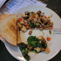 This was my entire meal after they took the potatos out and added vegan sausage. Super lame of them to charge $15+ for this at Cathedral Cafe in Fayetteville