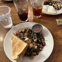 Tofu scramble and a cold brew  at Cathedral Cafe in Fayetteville