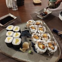 Pickled turnip sushi & sushi with sweet potato, palm heart and shiitake at Kaiseki in Sucre