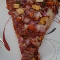 BBQ Chick*n Pizza.  The pieces went so fast I was not able to get a photo of the entire pizza🌱 at Pizza Twist in Plainfield