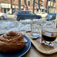 Vegan Cinnamon Danish and an Espresso   at Ninetails Coffee Bar in Toronto