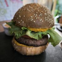 "Home made" burger (Beyond) at Sanito in Punta Uva