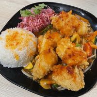 Vegan shrimp with sweet and sour vegetables   at VEGE Kitchen in Warsaw