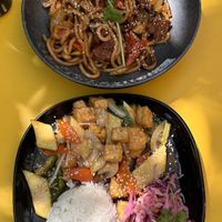 Udon // Rice with teriyaki tofu  at VEGE Kitchen in Warsaw