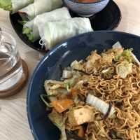 Summer rolls and fried noodles with veggies at VEGE Kitchen in Warsaw