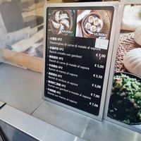 Menu with vegan dumplings at Bao Zi in Milan
